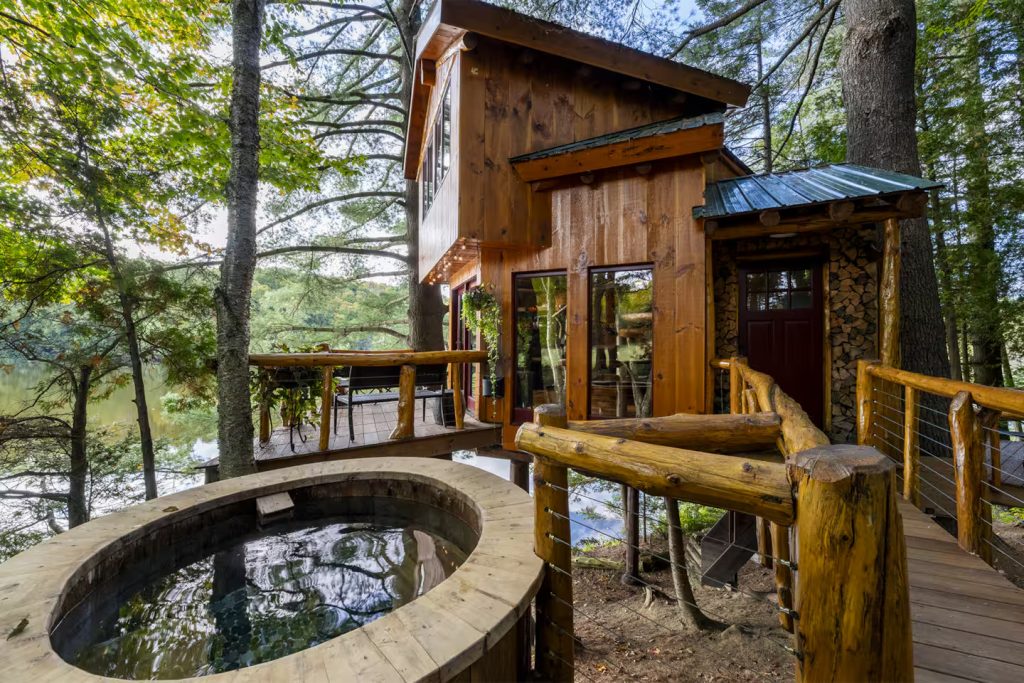 vermont tree cabin exterior 7